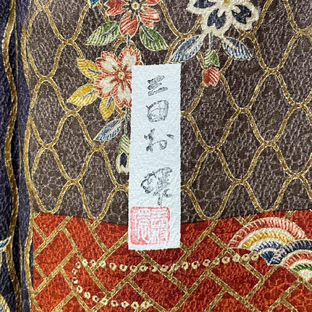 小紋 正絹 Sランク 身丈160cm 裄丈63cm 袷 京友禅 市松 古典柄 作家物 グラデーション系 1115006802499