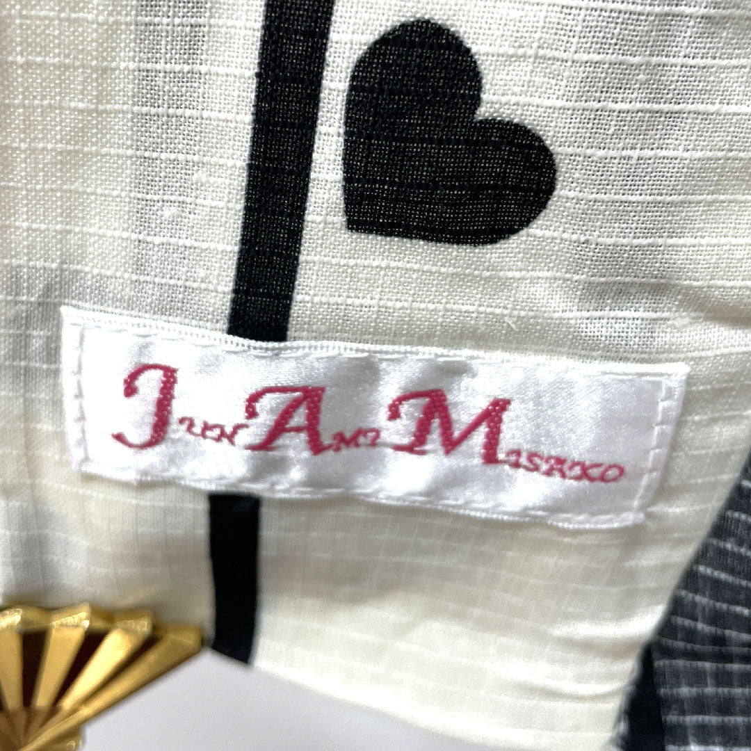 浴衣 しつけ糸付き 未使用品 モノトーン 薔薇 ハート 木綿 Sランク 単衣 身丈165.5cm 裄丈66cm グラデーション系 1118002902599