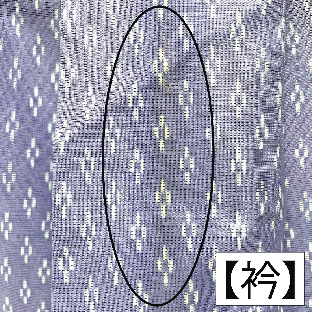 夏物 ポリエステル 小紋 Aランク 身丈163.5cm 裄丈64cm 淡紫色(たんししょく) 抽象模様 洗える着物 絽 紫系 1132005323420