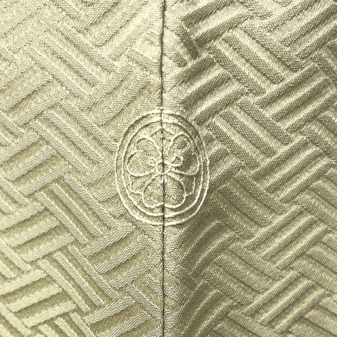 訪問着 正絹 袷 身丈163cm 裄丈67.5cm 蠟色(ろういろ) 絞り 抽象模様 一つ紋 剣片喰 縫い紋 Sランク ベージュ系 1112004492425