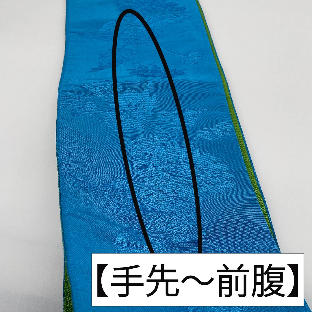 半幅帯 ポリエステル 次縹色(つぎのはなだいろ) 花柄 植物柄 リバーシブル 帯丈364cm 青系 Sランク 1125000902317
