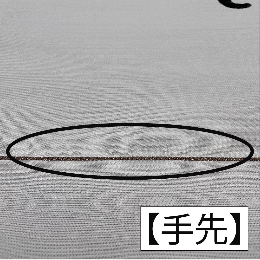 (未仕立)袋帯 正絹 白鼠色(しろねずいろ) 猫 黒猫 蝶 帯丈470cm NEWランク ポイント柄 カジュアル 白系 1123011721411