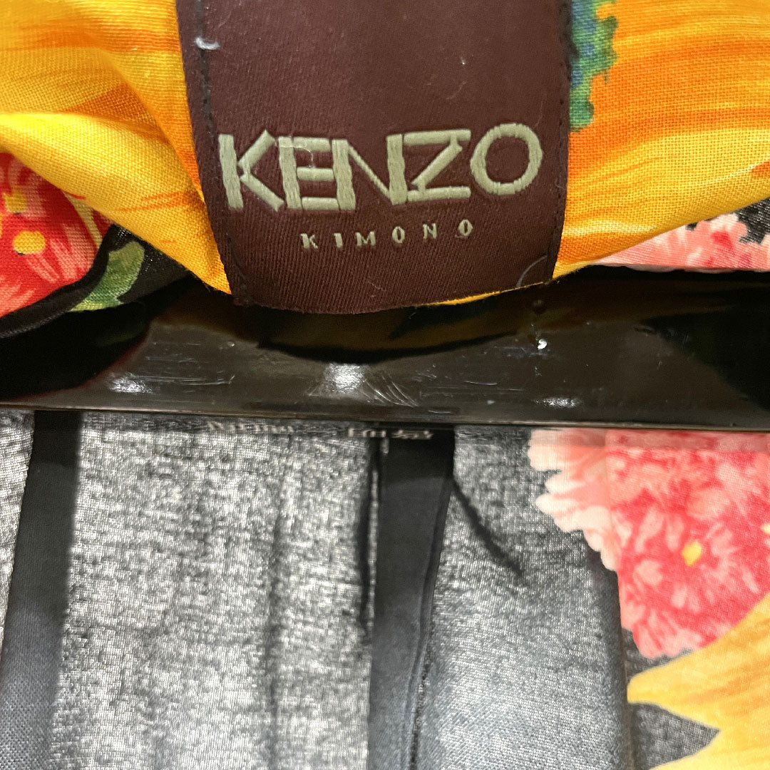 Yukata Cotton Length 165cm Sleeve length 69cm S rank Single layer Black Sunflower Hydrangea KENZO 1118004732510