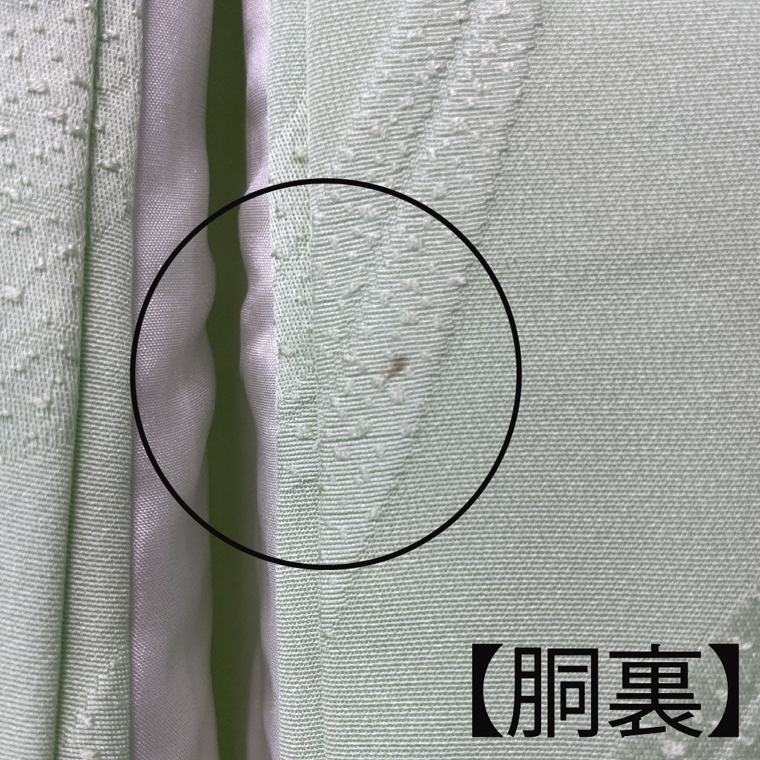 色無地 正絹 黄緑色 笹 身丈151.5cm 裄丈62cm 袷 Sランク 緑系 1114000892219