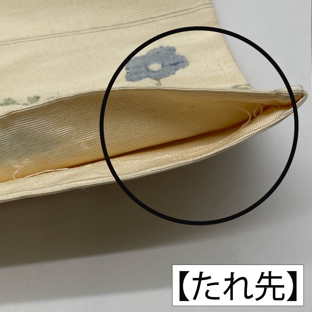 袋帯 正絹 Aランク 生成り色(きなりいろ) ふくれ織 紬地 草花模様 帯丈426cm 六通 カジュアル クリーム系 1123015303315