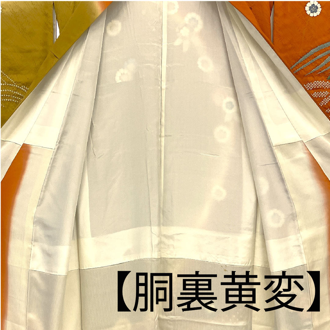 訪問着 袷 身丈158cm 裄丈64cm 絞り 草花模様 正絹 Bランク 茶系 1112001044314