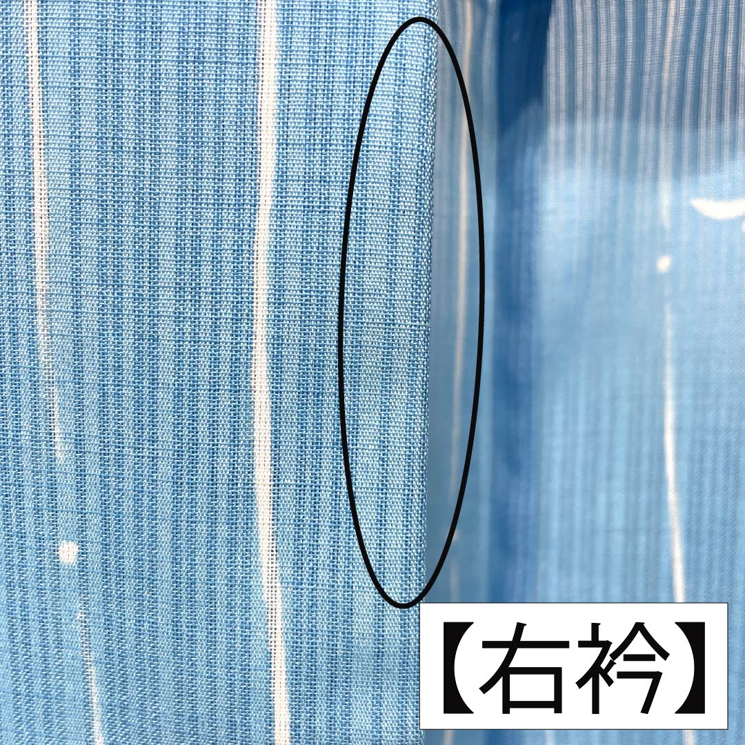 夏物 ポリエステル 小紋 身丈161cm 裄丈68cm 浅藍色(うすらんいろ) 竪絽 縞 鶴 絽 Bランク 水色系 1132002484424