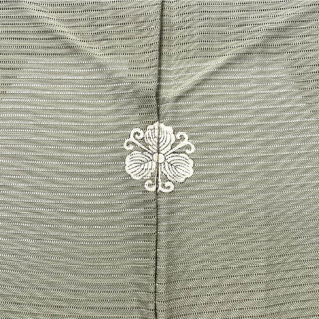 夏物 正絹 色無地 身丈156.5cm 裄丈62cm 黄鼠色(きねずいろ) 一つ紋 蔓柏 絽 Sランク 緑系 1132002062319