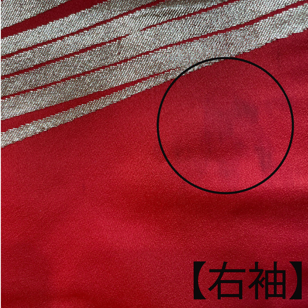 色打掛 正絹 身丈187cm 裄丈63.5cm 扇 流水 吉祥文様 Aランク 袷 朱系 1110000643916
