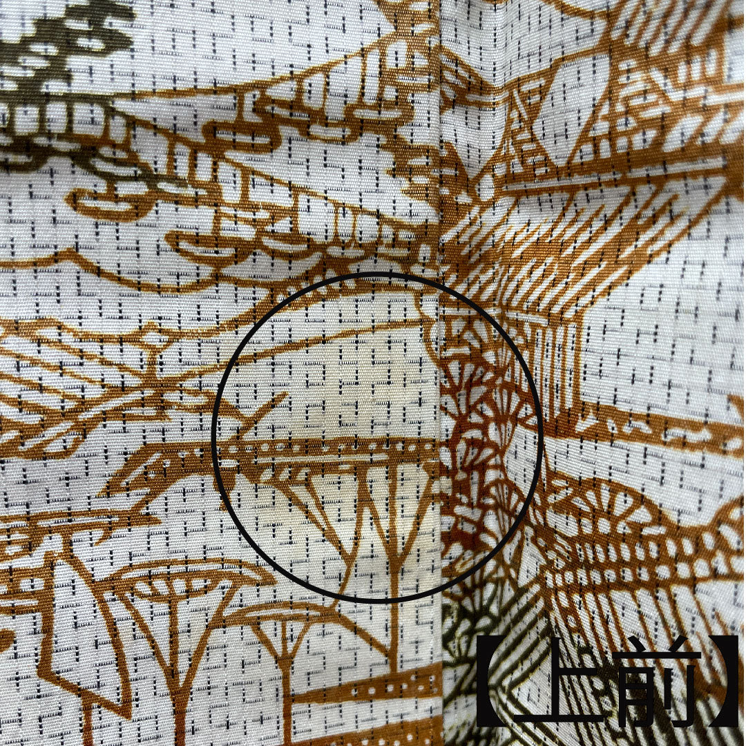 小紋 正絹 身丈160.5cm 裄丈65.5cm 単衣 生成り色 紬地 茶屋辻 Aランク クリーム系 1115003873415