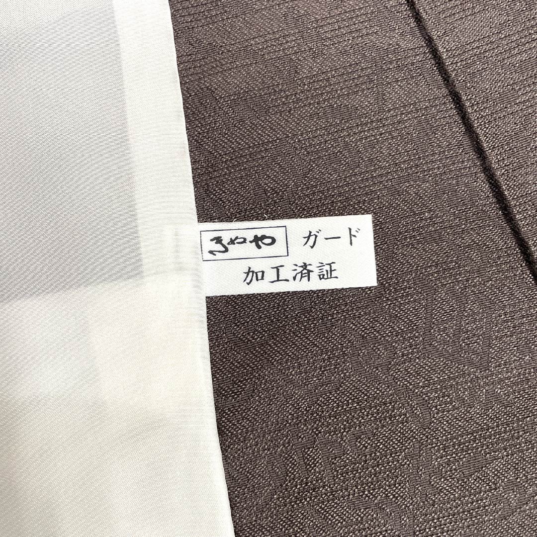 色無地 正絹 Aランク 身丈153cm 裄丈63cm 栗鼠色(くりねずみいろ) 音符 五線譜 楽譜 単衣 茶系 1114002623214