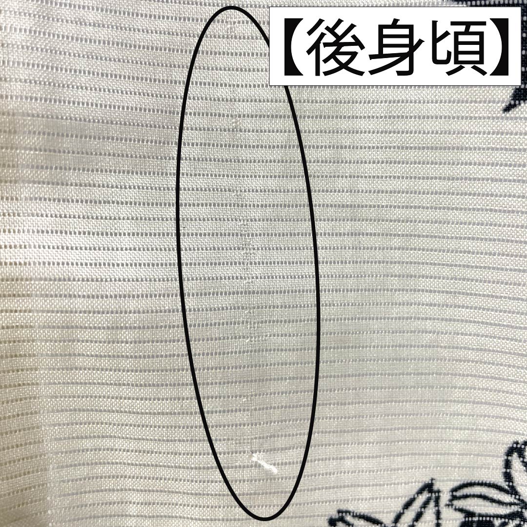 夏物 ポリエステル 小紋 Aランク 身丈166.5cm 裄丈67cm 乳白色(にゅうはくしょく) 洗える着物 草花模様 絽 クリーム系 1132005943515