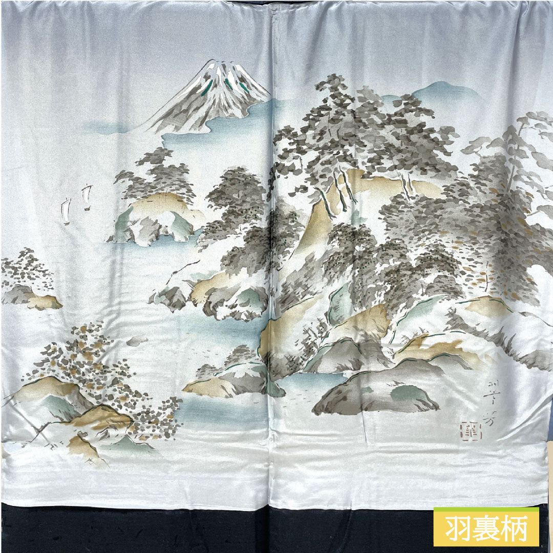 男物 正絹 Aランク 身丈101cm 裄丈73cm 濃紺色(のうこんいろ) ひげ紬 しつけ糸付き 紺系 1119001613118