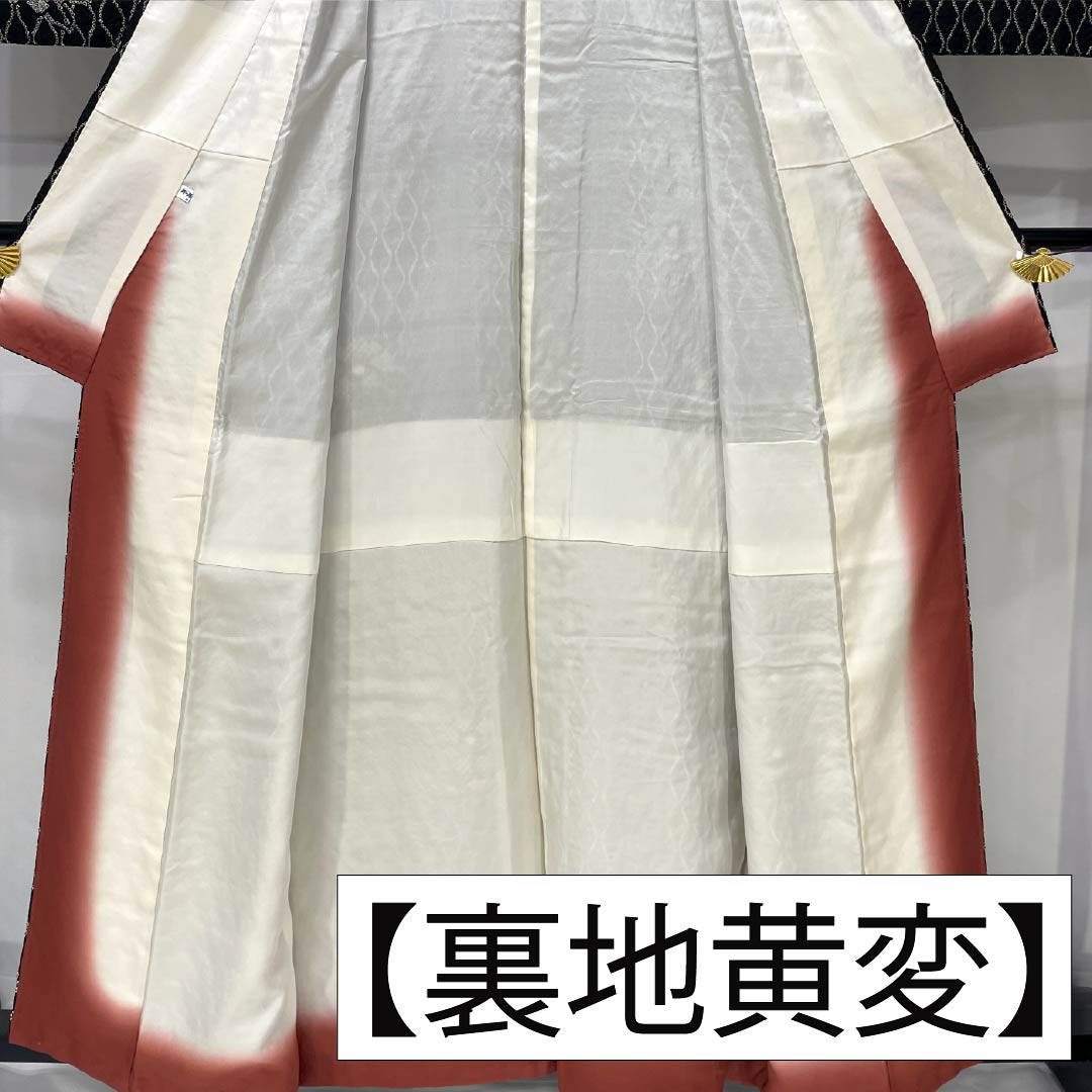 小紋 正絹 身丈158cm 裄丈63cm 袷 立涌 椿 パールトーン加工 Aランク 黒系 1115005343310