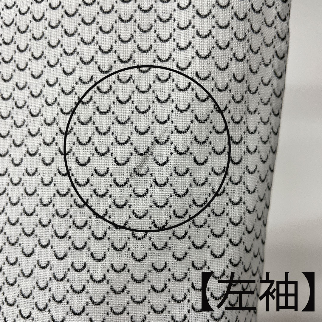 夏物 ポリエステル 小紋 身丈166cm 裄丈66cm 幾何学模様 洗える着物 紗 Aランク 白系 1132000763511