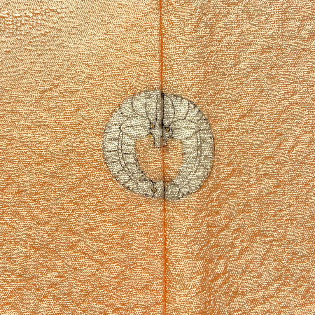 色無地 正絹 身丈157cm 裄丈65cm 綸子 一つ紋 下り藤 袷 Sランク ピンク系 1114001862313