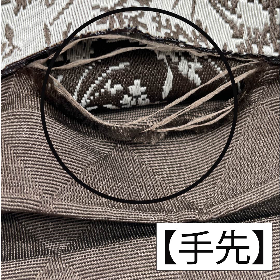 半幅帯 ポリエステル 帯丈396cm 蕎麦切色(そばきりいろ) 草花模様 鱗模様 茶系 NEWランク 1125001631314