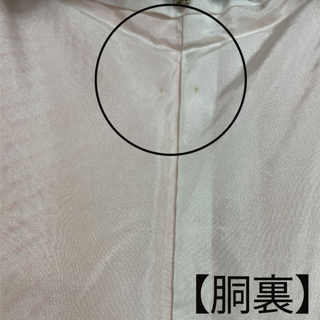 小紋 身丈157cm 裄丈62cm 袷 深支子色 総絞り しつけ糸あり 正絹 Sランク 朱系 1115002242316