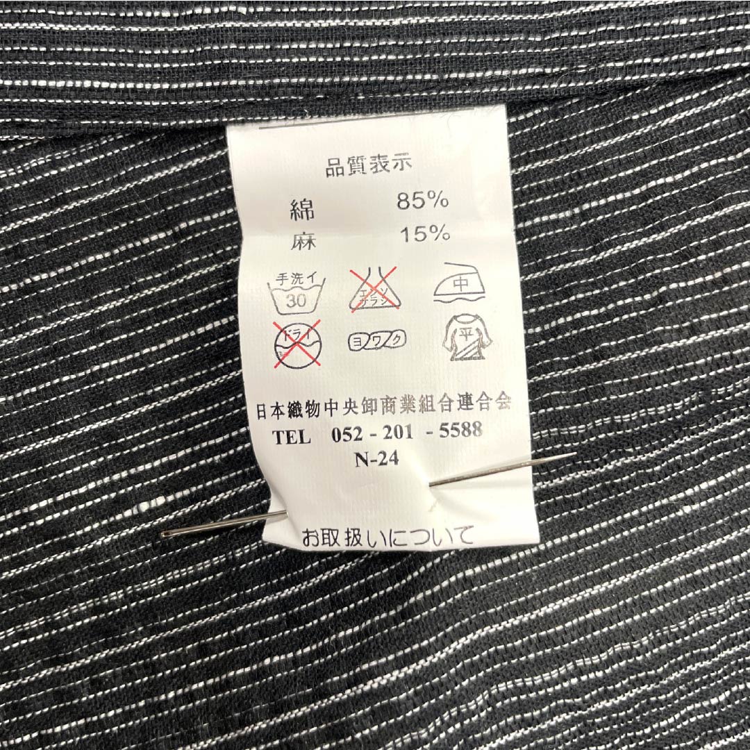 Yukata Cotton Linen Length 159cm Sleeve length 67cm S rank Single layer Black Striped Cotton Linen 1118005632310