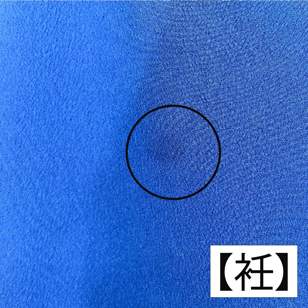 色無地 ポリエステル 身丈163cm 裄丈64cm 金碧珠色(きんぺきしゅいろ) 素無地 洗える着物 背抜き仕立て 袷 Aランク 青系 1114002153417