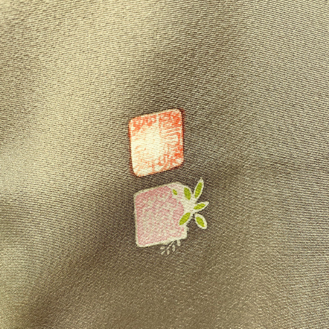 彩色留袖、纯丝、长度161厘米、袖长66厘米、衬里、壁灰色、京加贺友禅、暗襟、山水纹、三个徽章、常春藤、A级、棕色、1111001403414