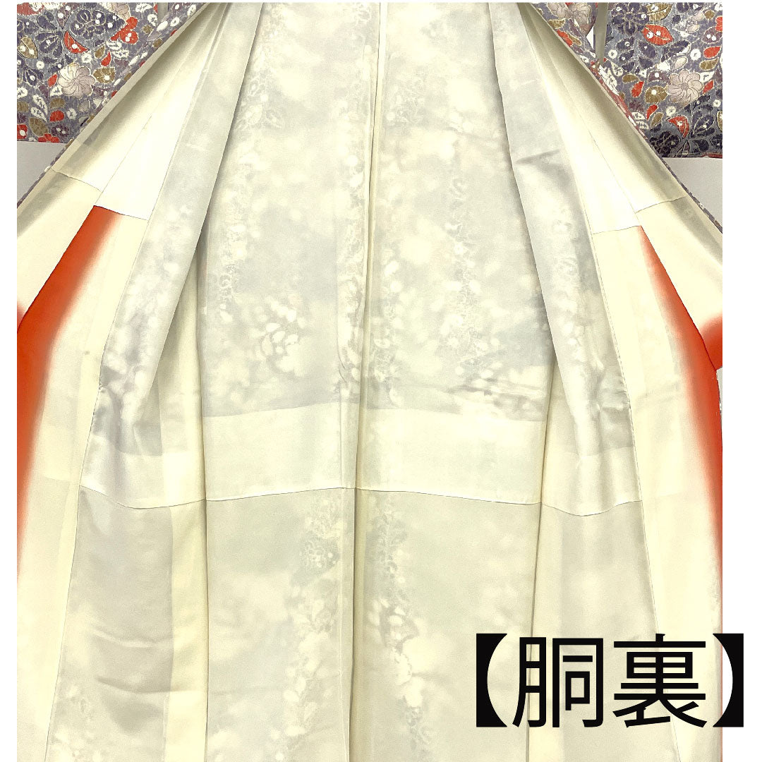 小紋 身丈160cm 裄丈66cm 袷 辻ヶ花 正絹 Sランク グレー系 1115000592322