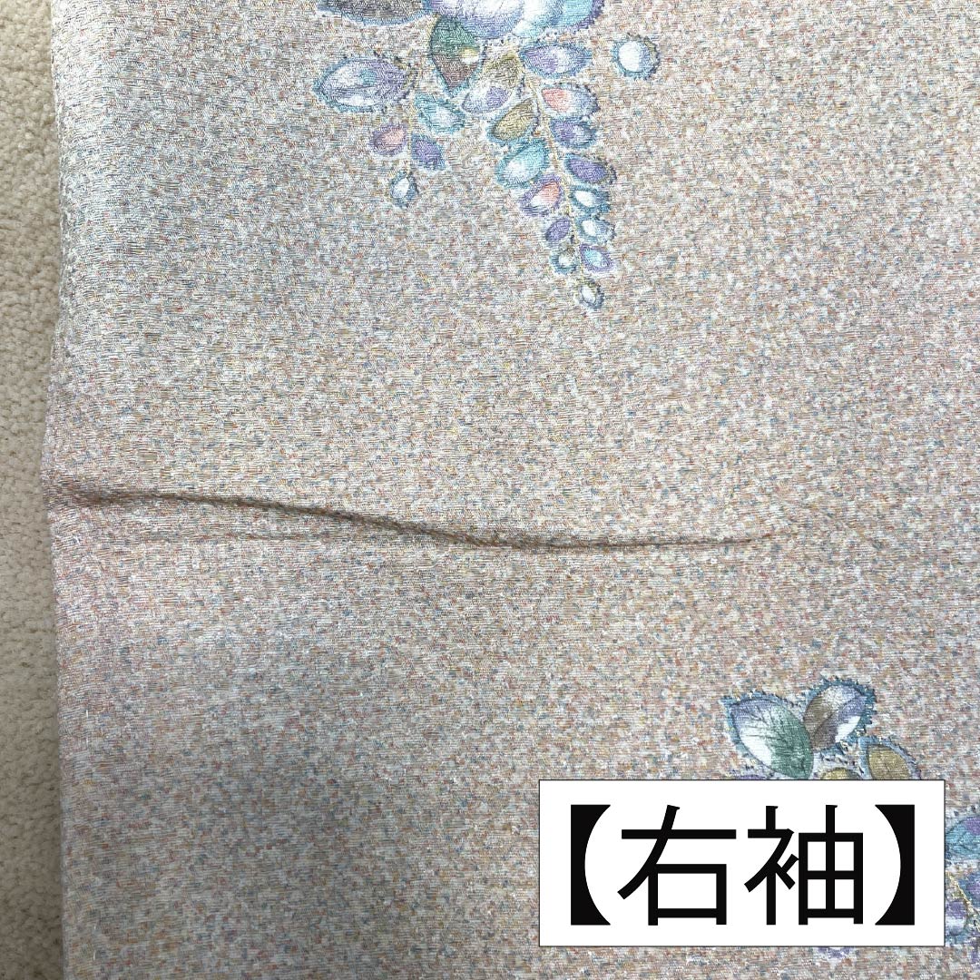 小紋 正絹 Aランク 身丈163.5cm 裄丈65.5cm 袷 胡桃色(くるみいろ) 辻ヶ花 タタキ染 ベージュ系 1115006343425