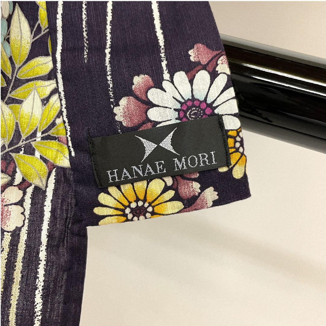 Yukata HANAEMORI Flower Pattern Cotton S Rank Single Layer Length 165cm Sleeve Length 68cm Purple 1118000792520