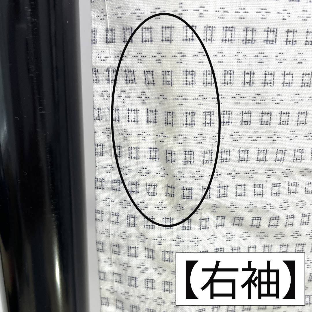 夏物 綿麻 男物 Bランク 身丈149cm 裄丈69cm 絣柄 紗 白系 1132006464411