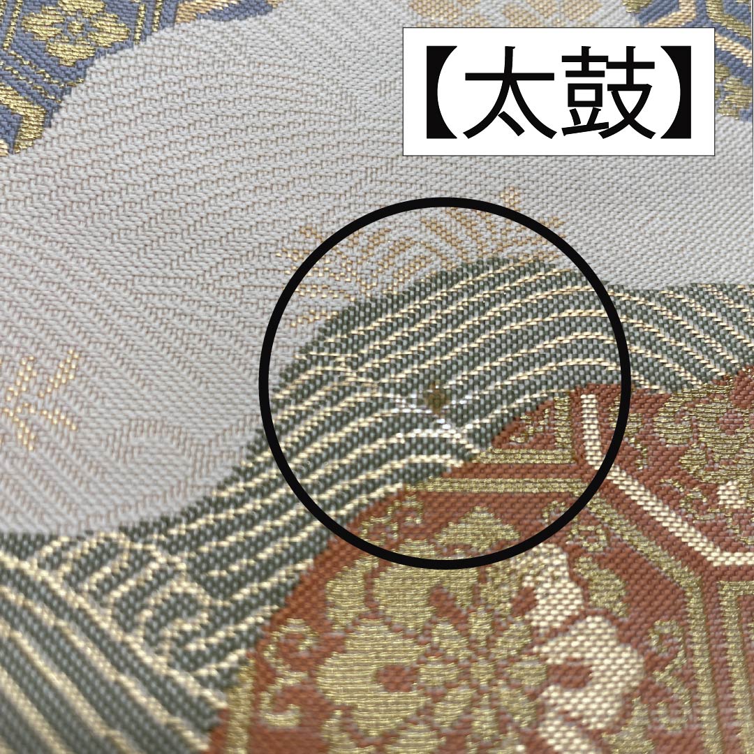 袋帯 正絹 華文 留袖用 唐花 亀甲菱 帯丈438cm Aランク 六通 フォーマル クリーム系 1123014693315