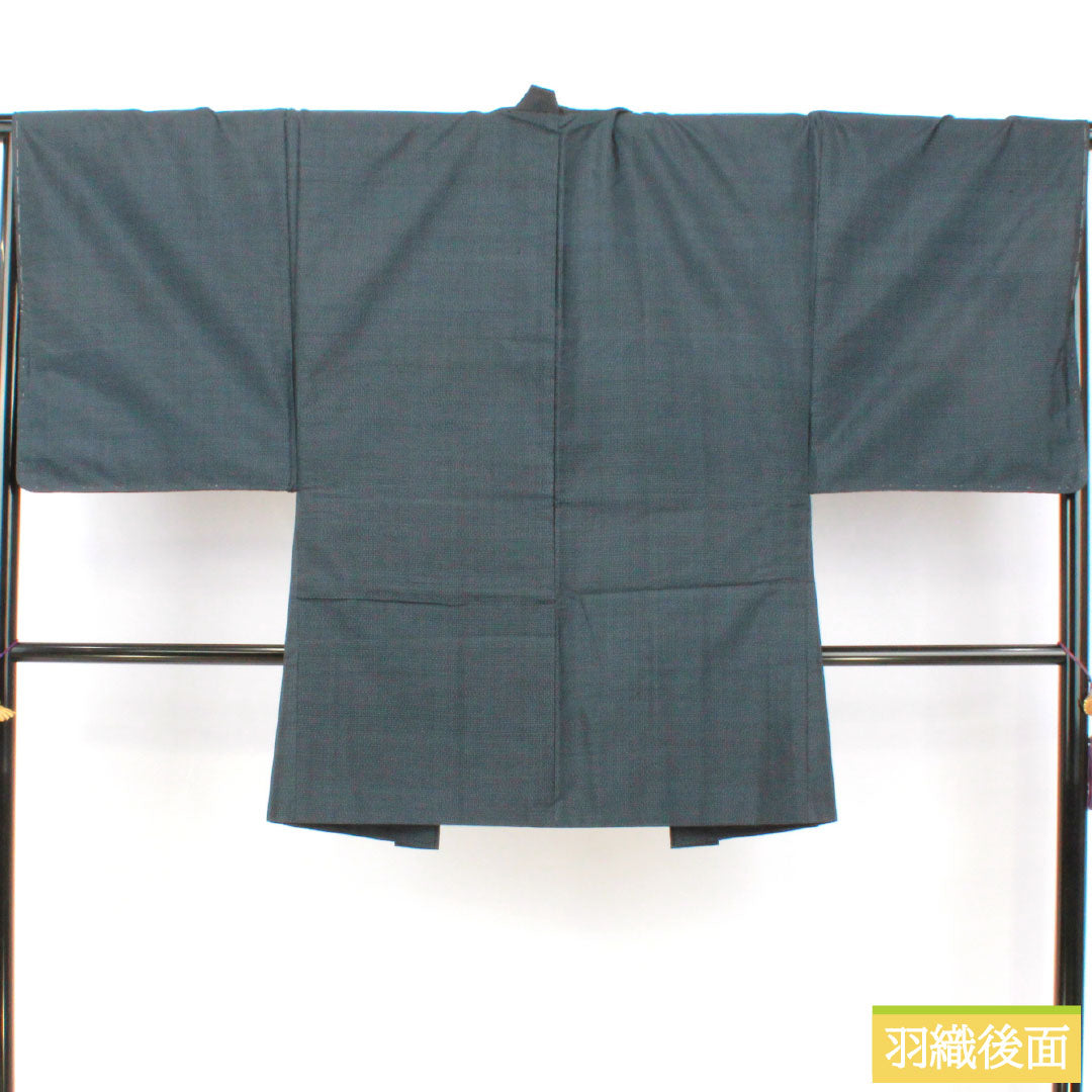 Men's silk S-rank kimono, length 135cm, sleeve length 67cm, Oshima Tsumugi 100 tortoiseshell weave, basting thread included, lined, navy blue, product number 1119001782318