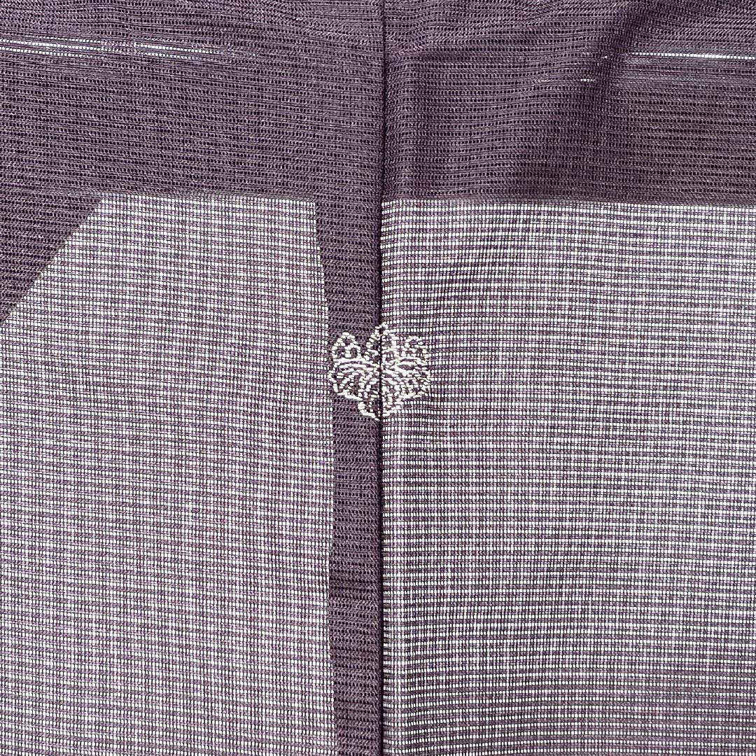 夏物 ポリエステル 色無地 Sランク 身丈164cm 裄丈65cm 二人静色(ふたりしずかいろ) 一つ紋 五三桐 洗える着物 絽 紫系 1132002962420