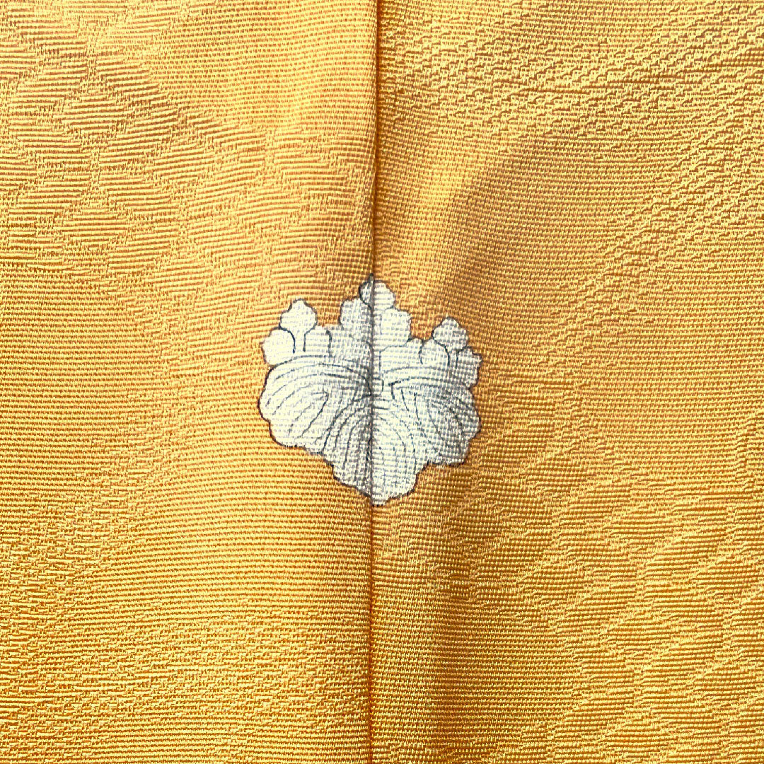 色無地 正絹 肌色 吉祥文様 五三桐 身丈161.5cm 裄丈66cm 袷 Aランク 橙系 1114000903426