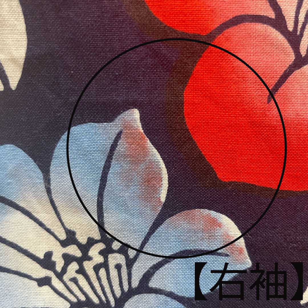 浴衣 木綿 身丈157cm 裄丈62.5cm Aランク 単衣 紺系 濃紺色(のうこんいろ) 椿 1118004593318