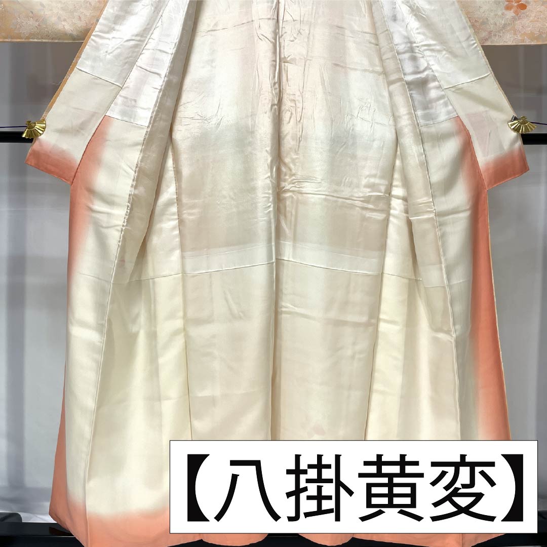 小紋 正絹 身丈154.5cm 裄丈63.5cm 袷 朱華色(はねずいろ) 総花 Bランク 橙系 1115004994226