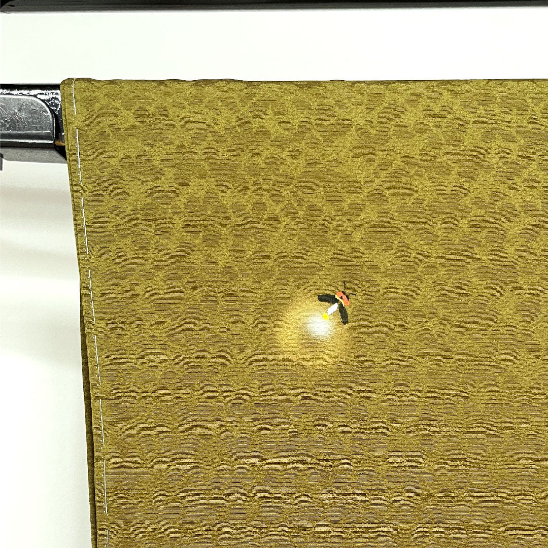 色無地 利休茶色 あたらし喜重郎 工房夢ひょうたん 黄櫨染 蛍 身丈157cm 裄丈66cm 袷 正絹 Sランク 緑系 1114000512319