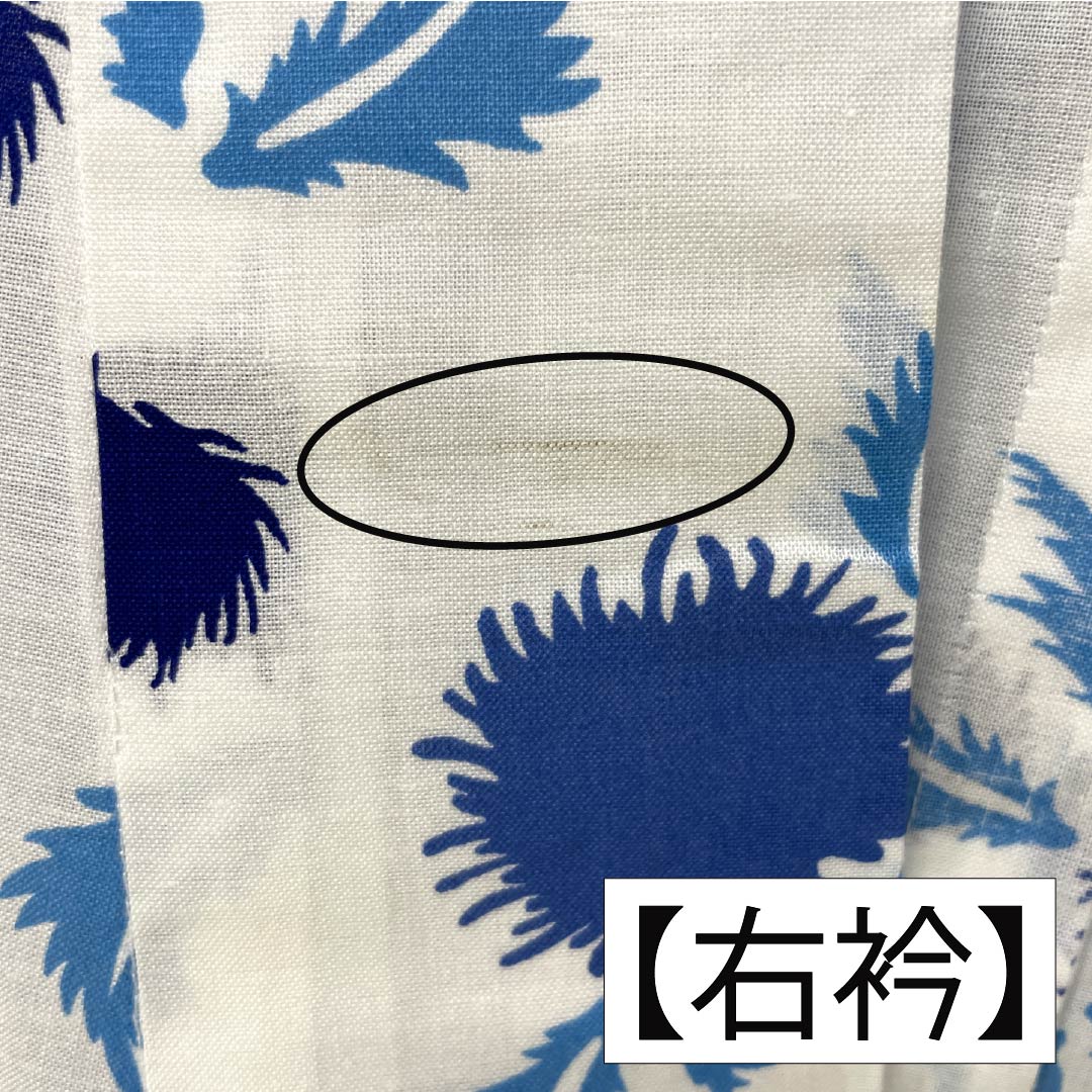 浴衣 木綿 身丈166cm 裄丈64.5cm Aランク 単衣 白系 アザミ 1118006723511