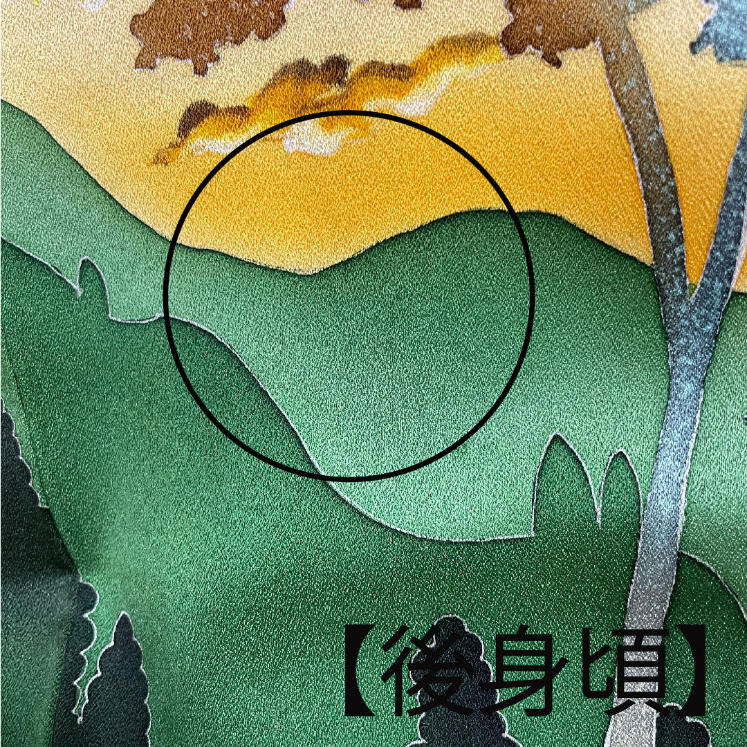 訪問着 袷 身丈152cm 裄丈60cm 砥粉色 風景模様 正絹 Aランク クリーム系 1112001873215