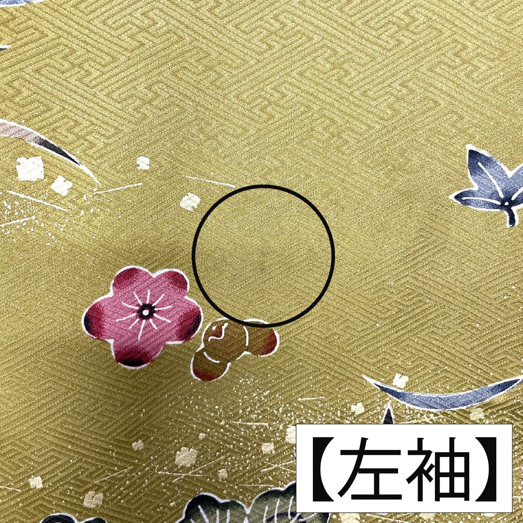 振袖 正絹 Aランク 身丈168cm 裄丈68cm 袷 菜種油色(なたねあぶらいろ) 京友禅 紗綾形 慶長柄 綸子生地 黄系 1113002523523