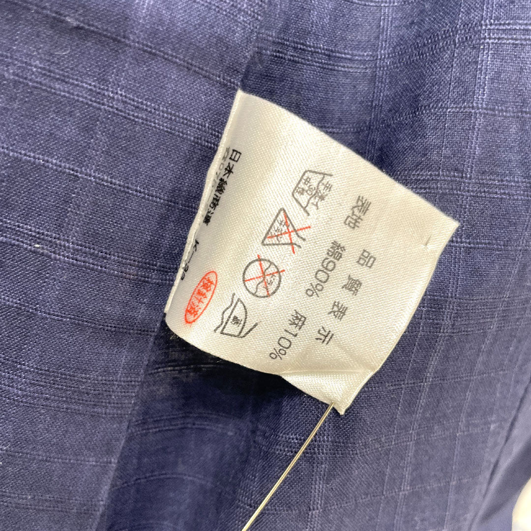 Yukata Cotton Length 166cm Sleeve length 64.5cm S rank Single layer Navy blue Smoke color Casablanca 1118005142518