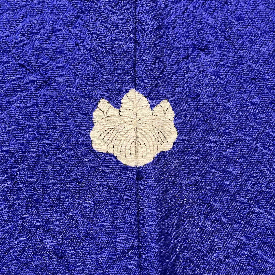 色無地 正絹 身丈160cm 裄丈65cm 桔梗色(ききょういろ) 一つ紋 五三桐 単衣 Sランク 紺系 1114001612418