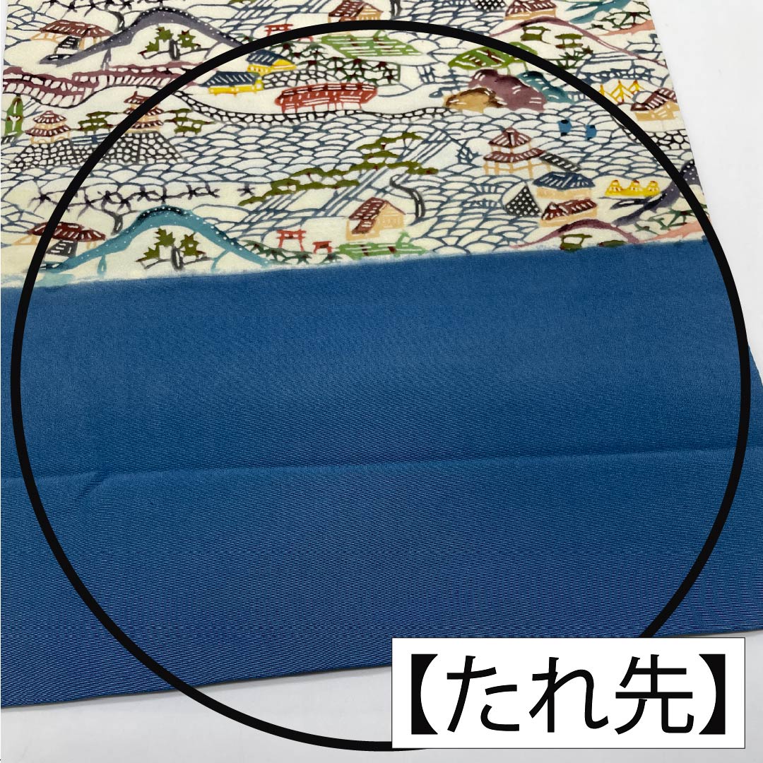 名古屋帯 正絹 Aランク 生成り色(きなりいろ) 型染 紅型調 風景模様 帯丈371cm 六通 カジュアル クリーム系 1124010593315 名古屋仕立て