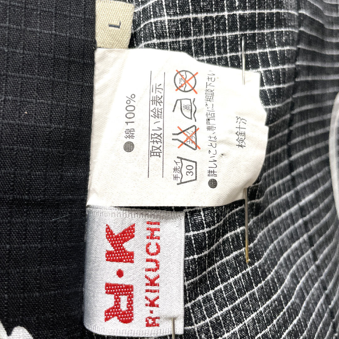 浴衣 木綿 身丈144cm 裄丈67.5cm Sランク 単衣 黒系 男物 抽象模様 リョウコキクチ 1118004952410