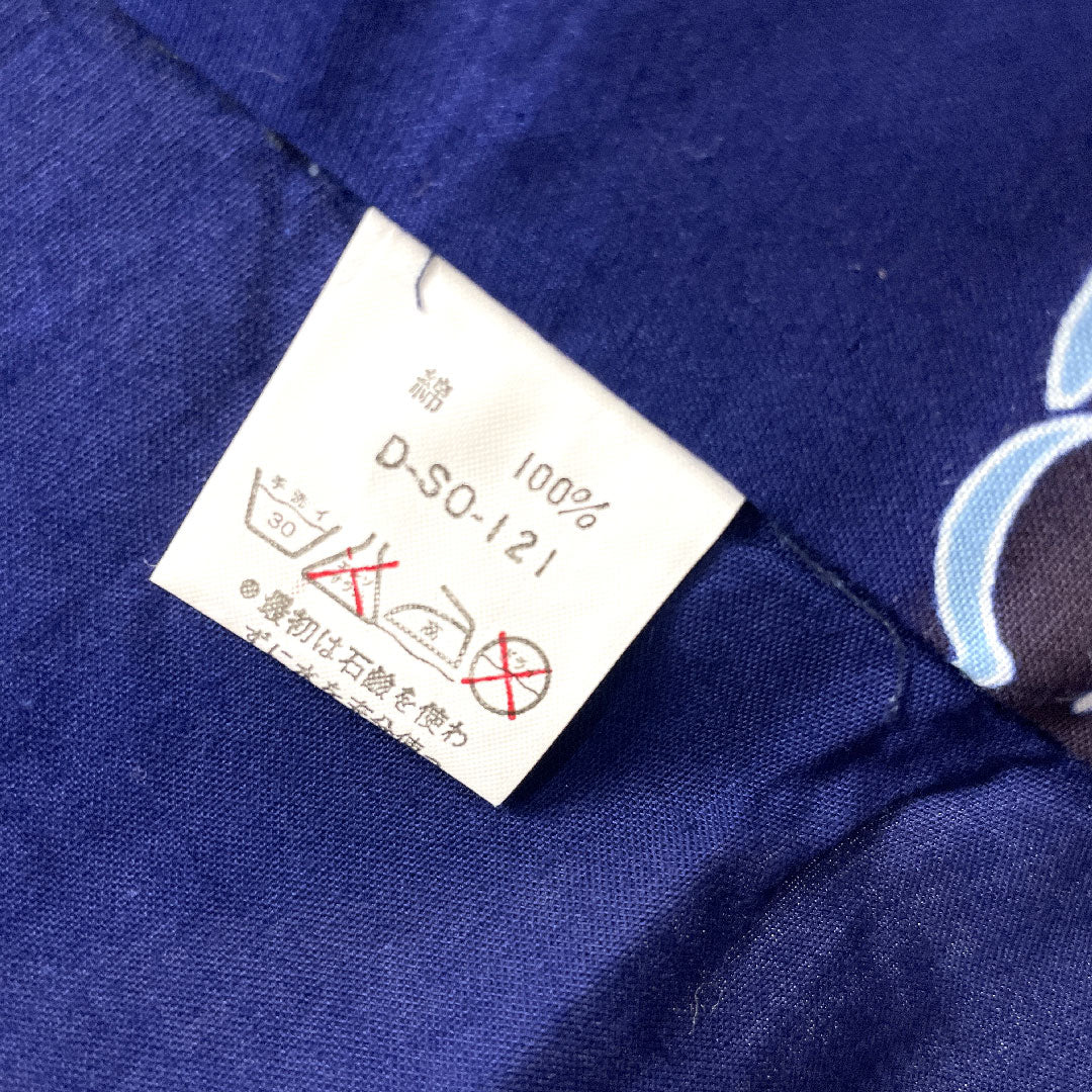浴衣 しつけ糸付き 未使用品 濃紺色 向日葵 木綿 Sランク 単衣 身丈165cm 裄丈64.5cm 紺系 1118002752518