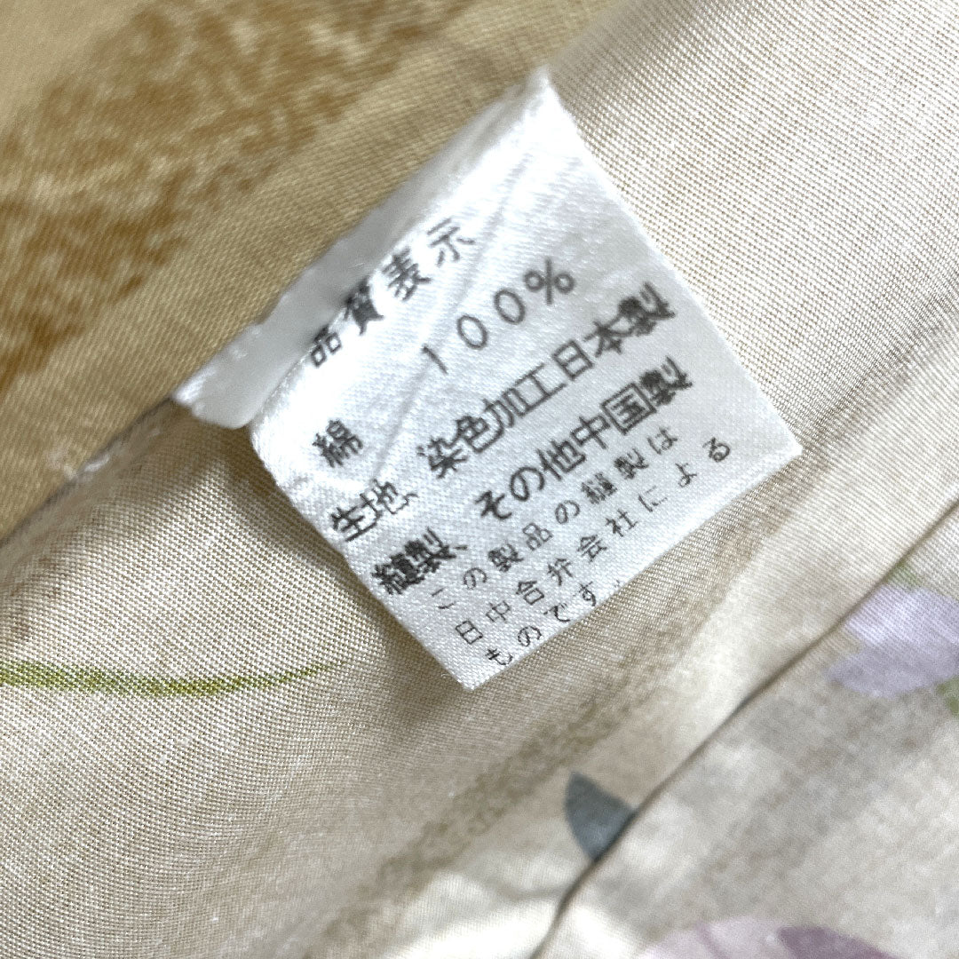 浴衣 東京白茶色 うさぎ 桜 木綿 Sランク 単衣 身丈158.5cm 裄丈65.5cm ベージュ系 1118003612325