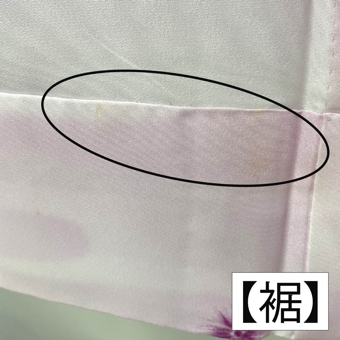 長襦袢 ポリエステル Aランク 身丈115cm 裄丈61cm 単衣 淡紅色(たんこうしょく) 抽象模様 半衿付き 身上げ有り 紫系 1129000783120