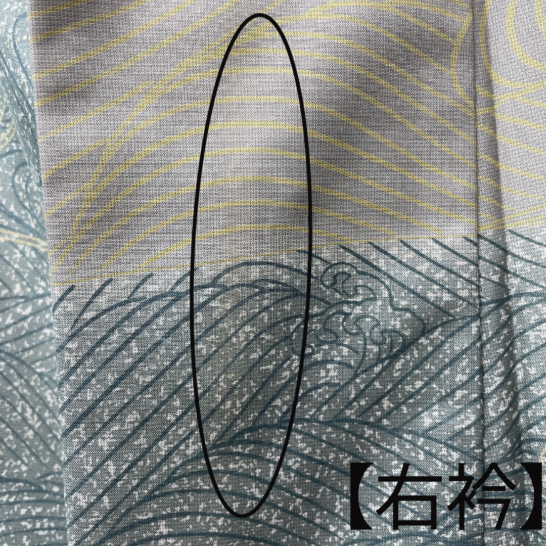 Homongi, lined, length 164cm, sleeve length 66cm, pongee fabric, wave pattern, pure silk, A rank, gradation style, 1112002743499