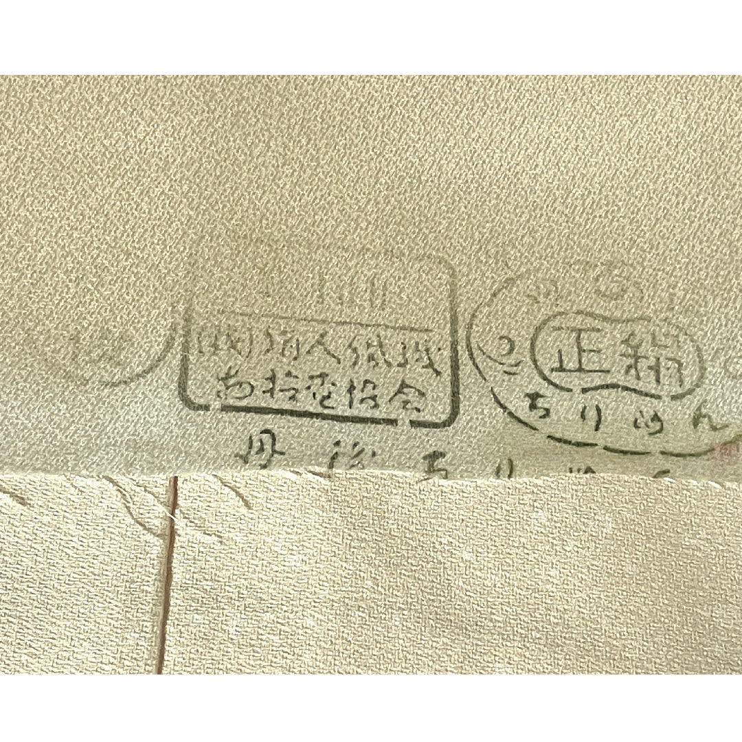 Homongi, pure silk, lined, length 164.5cm, sleeve length 66.5cm, light color, Kyo-Yuzen, floral pattern, Tango crepe, S rank, orange, 1112003502426