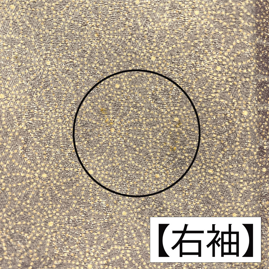 小紋 ポリエステル 身丈155.5cm 裄丈63.5cm 袷 桜鼠色(さくらねずいろ) 洗える着物 菊 露芝 Aランク 紫系 1115004913320