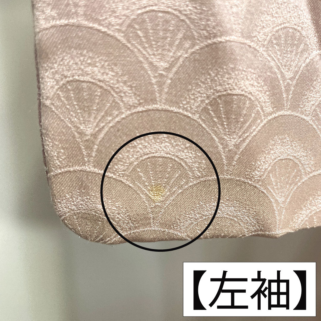 色無地 正絹 身丈164.5cm 裄丈63.5cm 桜色(さくらいろ) 扇 無地訪問着 袷 紋なし Aランク ピンク系 1114001393413